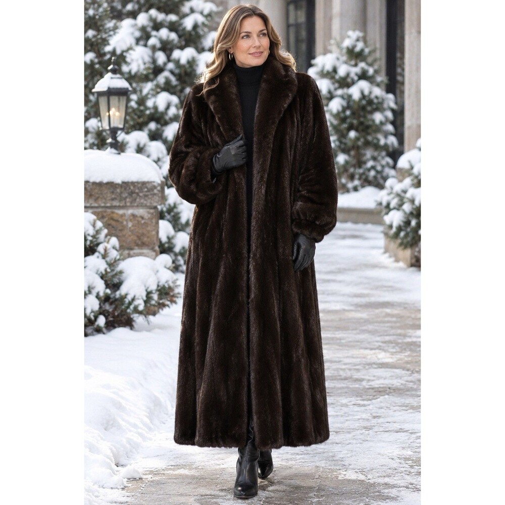 Vintage Dark Brown Women’s Mink Fur Coat Full Length 51” Bensky Furs Little Rock
